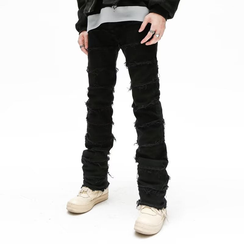 Shredded Hem Jeans Straight Slimming Boot Shorts Men Shredded Hem Jeans Straight Slimming Boot Shorts Men