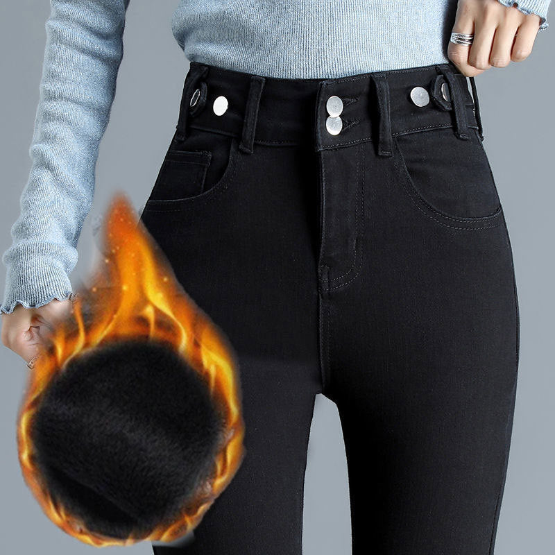 High Waist Stretch Jeans Tight And Warm Skinny Pants Women High Waist Stretch Jeans Tight And Warm Skinny Pants Women