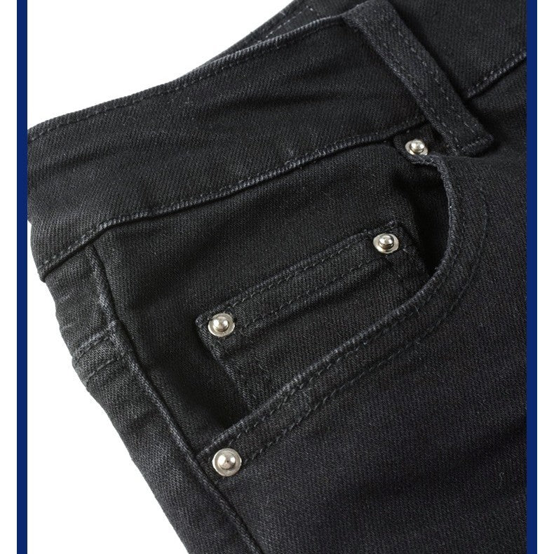 Black Patch Pleated Jeans For Men Black Patch Pleated Jeans For Men