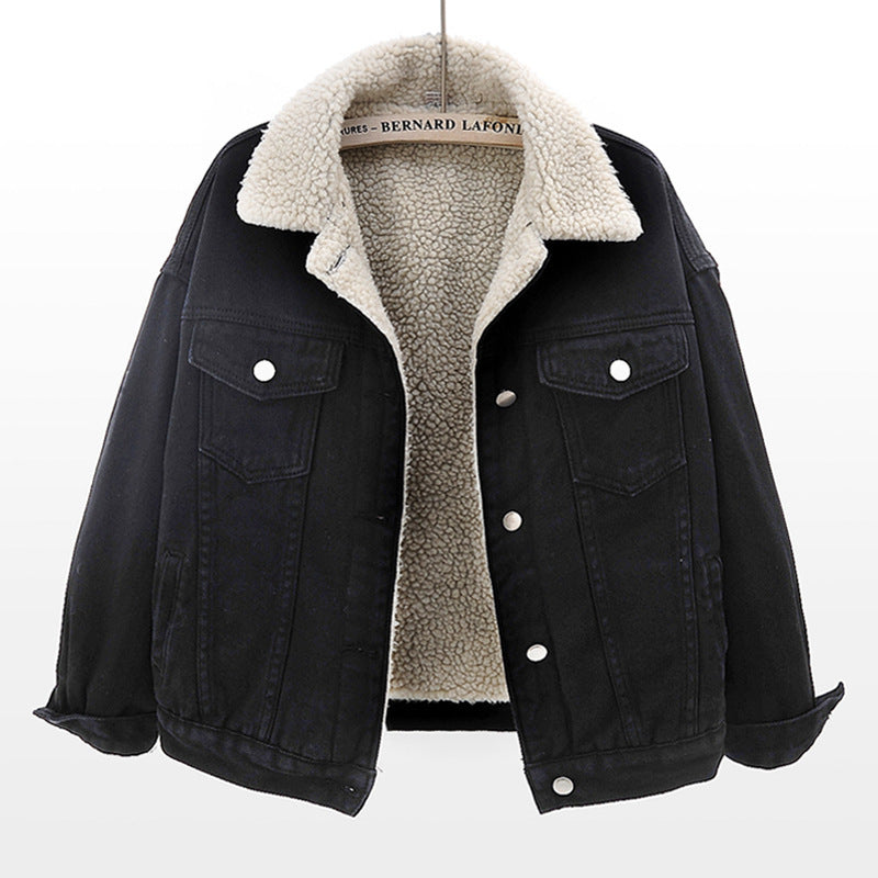 Lamb Wool Thickened Plus Velvet Denim Jacket Women Lamb Wool Thickened Plus Velvet Denim Jacket Women