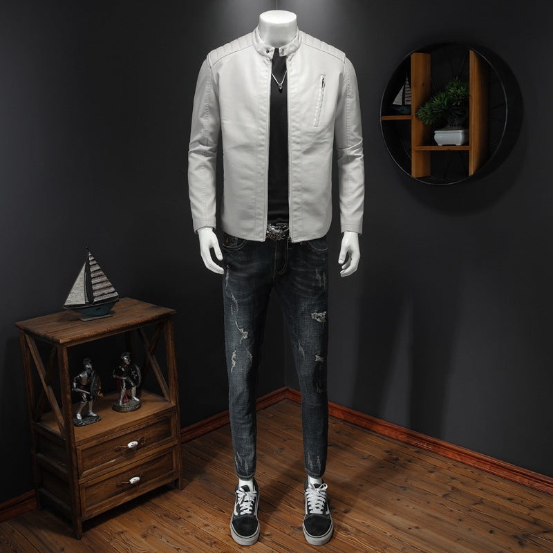 Fall Plus Size Leather Clothing With Stand Collar Fall Plus Size Leather Clothing With Stand Collar