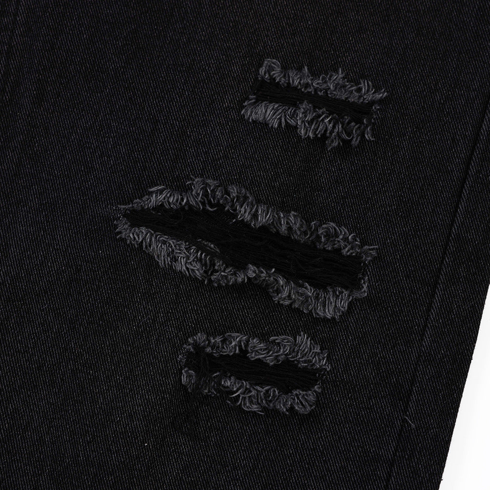 Knee Ripped Jeans Men Washed And Worn Beggar Pants Knee Ripped Jeans Men Washed And Worn Beggar Pants