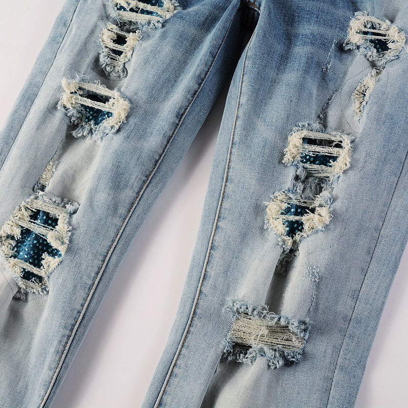 High Street Blue Diamond Washed Jeans Men High Street Blue Diamond Washed Jeans Men