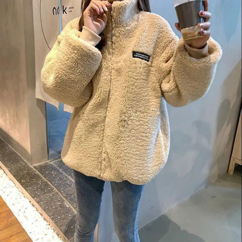 Stand Collar Lamb Plush Thickened Coat Stand Collar Lamb Plush Thickened Coat