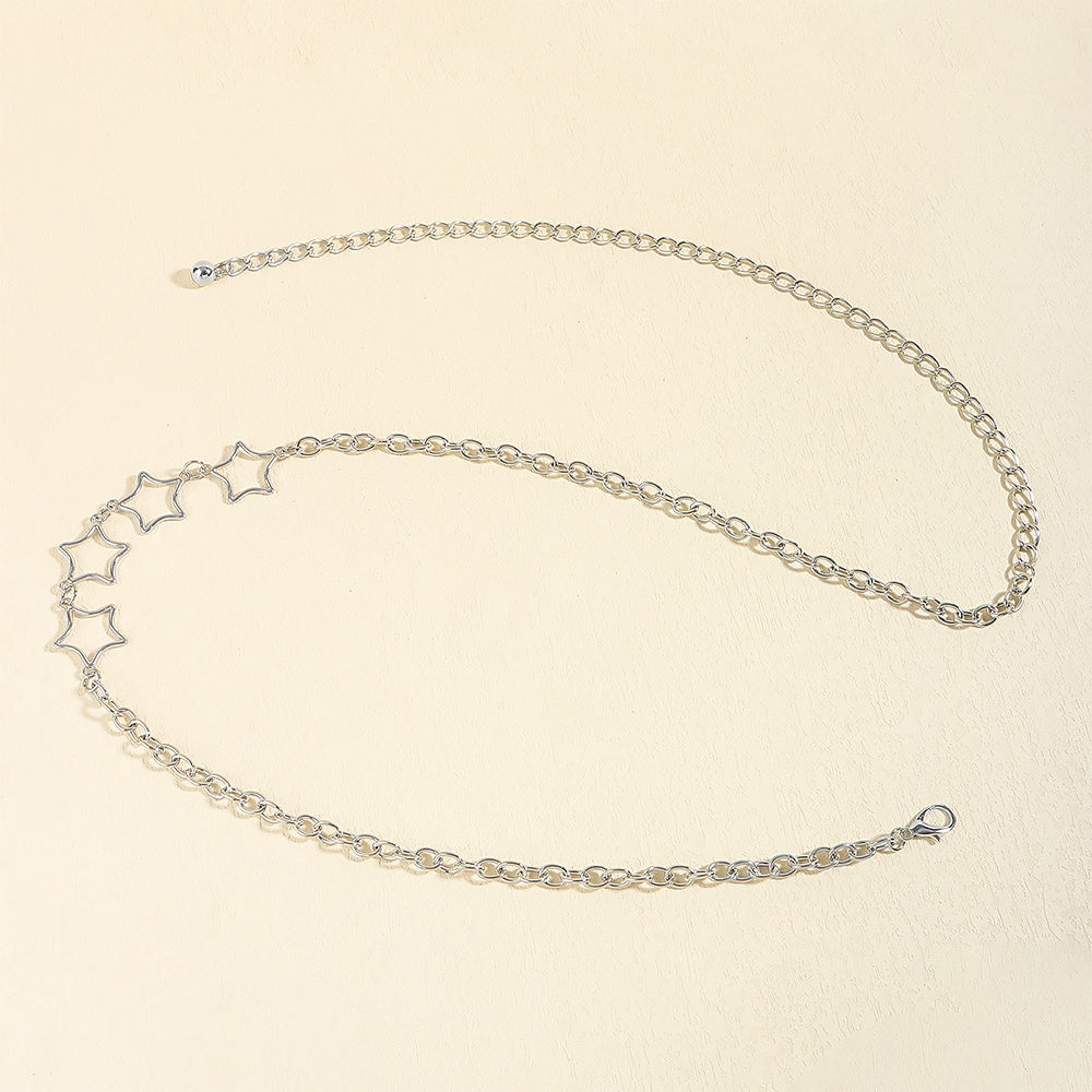 Simple Fashion Men And Women Star Metal Waist Chain Sexy Cutout Five-pointed Star Body Chain Jeans Dress Accessories Simple Fashion Men And Women Star Metal Waist Chain Sexy Cutout Five-pointed Star Body Chain Jeans Dress Accessories