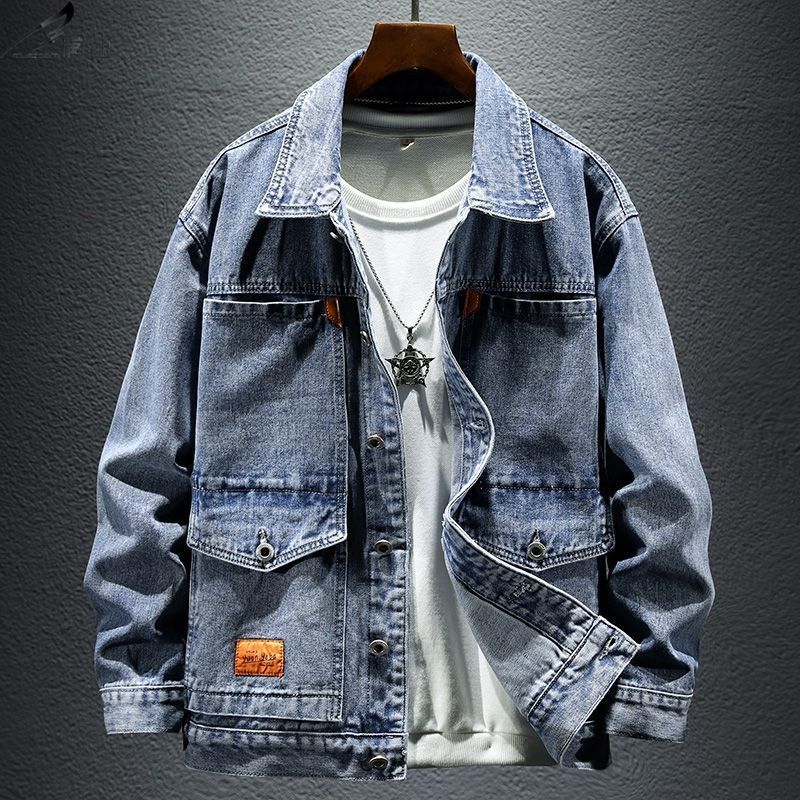 High-grade Black And Gray Denim Coat Men's Autumn New High-grade Black And Gray Denim Coat Men's Autumn New