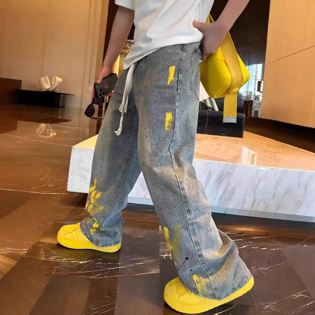 Men's Casual Jeans Hand-painted Inkjet Printing Men's Casual Jeans Hand-painted Inkjet Printing