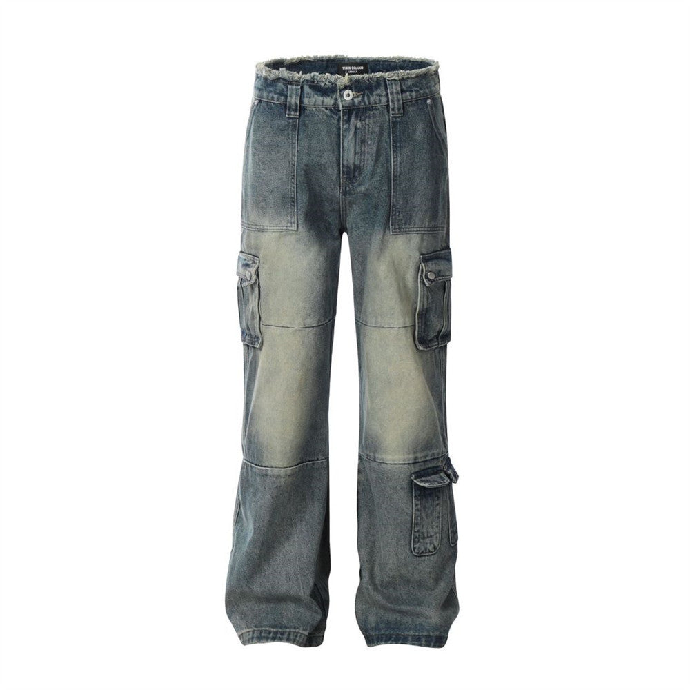 Fashion Washing Workwear Multi-pocket Jeans Men Fashion Washing Workwear Multi-pocket Jeans Men