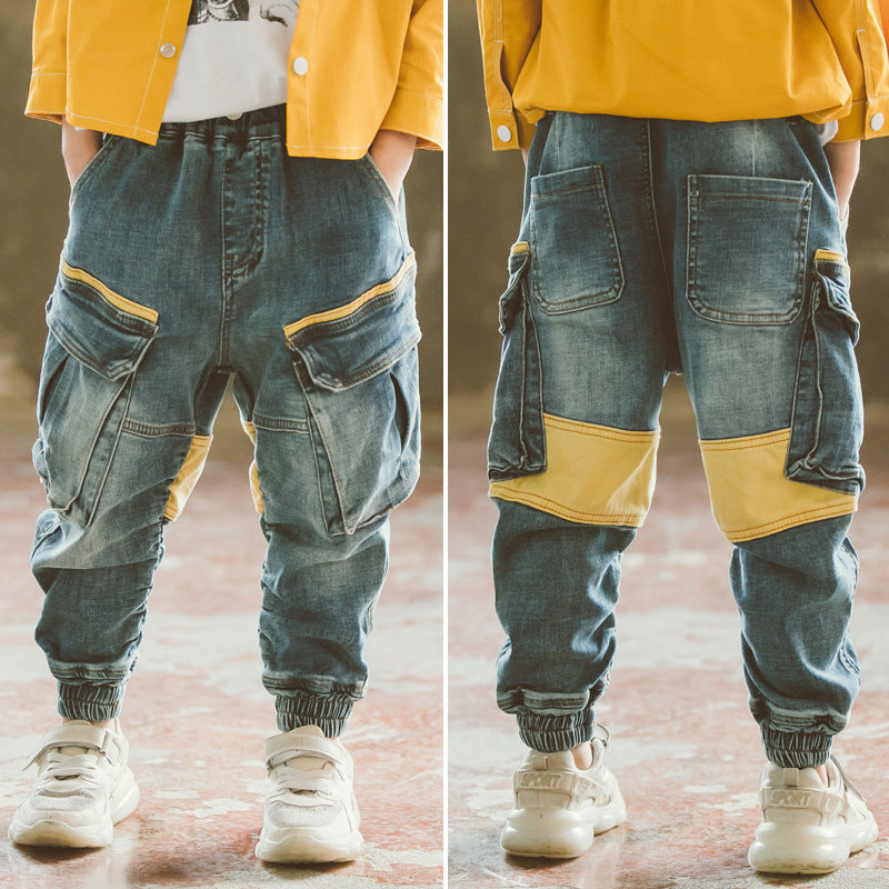 Boys Spring And Autumn Denim Overalls Trousers Boys Spring And Autumn Denim Overalls Trousers