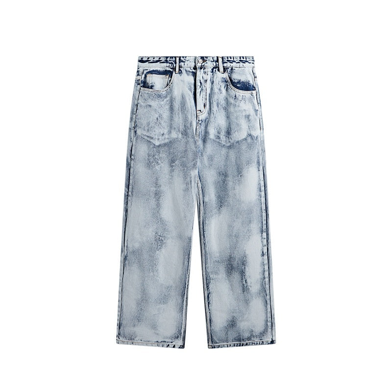 Men's Clothing Gradual Layer Blooming Wide Leg Street Cool Loose Jeans Men's Clothing Gradual Layer Blooming Wide Leg Street Cool Loose Jeans