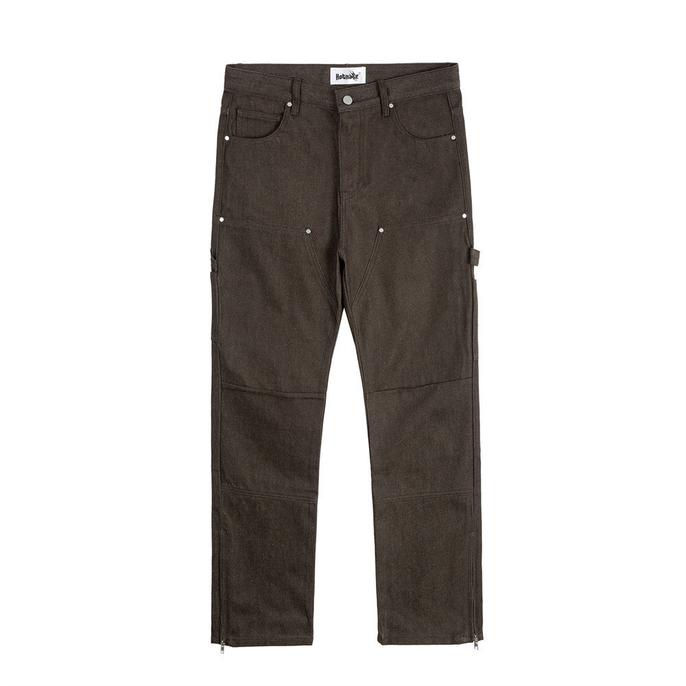 Pressure Line Denim Straight-leg Pants Men's Slim Fit Feet Pressure Line Denim Straight-leg Pants Men's Slim Fit Feet