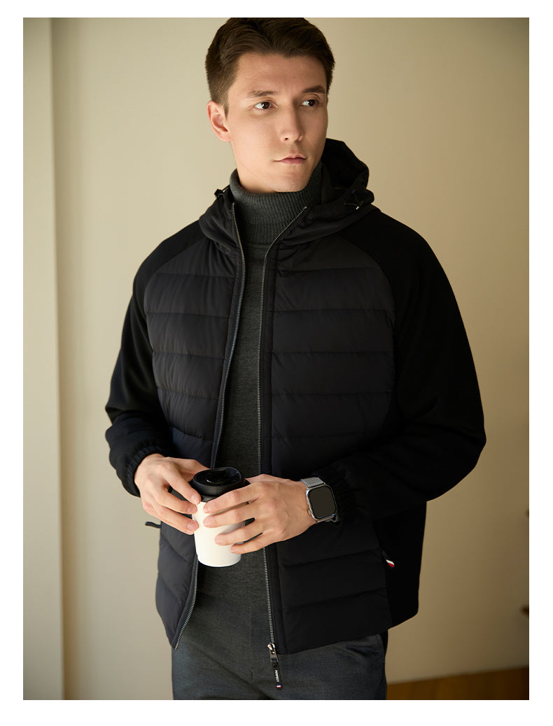 Men's Down Jacket Hooded Thin Stitching Casual Jacket Men's Down Jacket Hooded Thin Stitching Casual Jacket