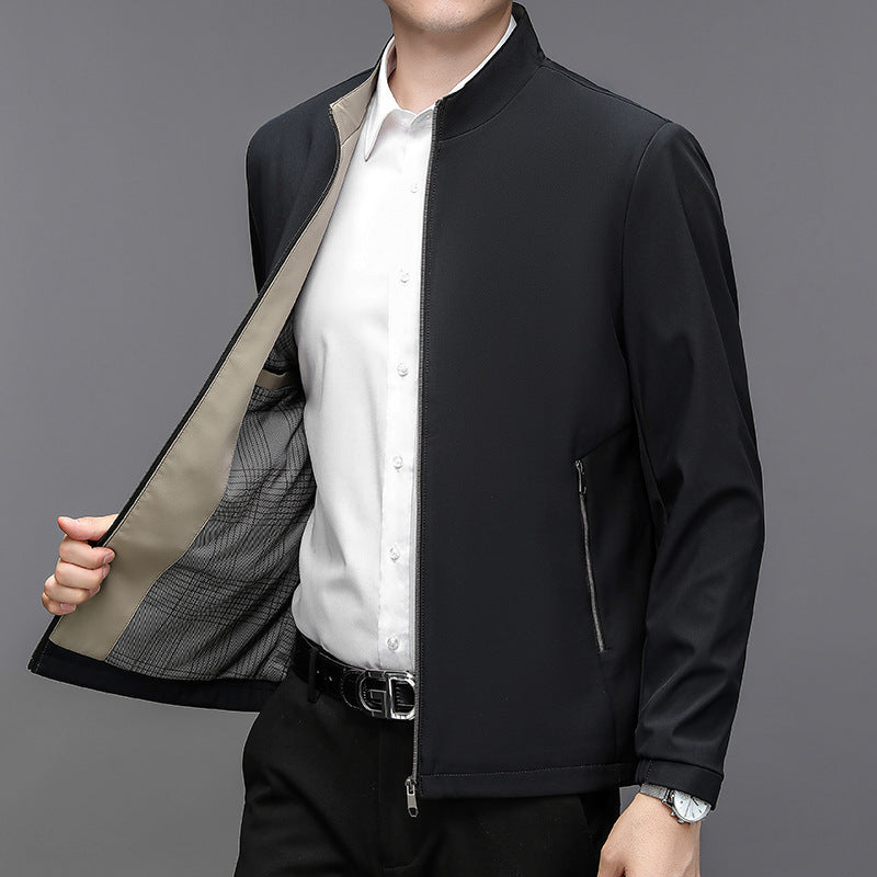 Stand Collar Middle-aged Men Casual Jacket Stand Collar Middle-aged Men Casual Jacket