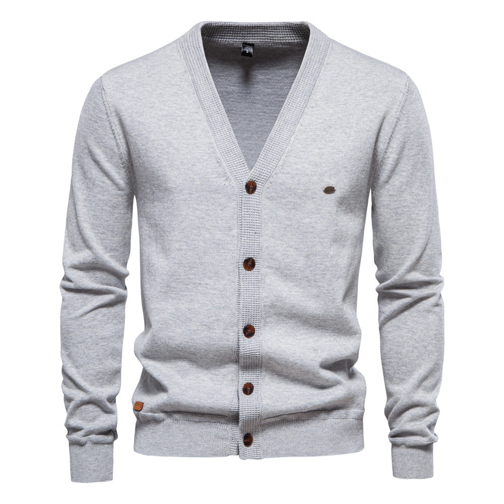 Men's Cardigan Sweater High Quality Business Pure Color Knitwear Men's Cardigan Sweater High Quality Business Pure Color Knitwear