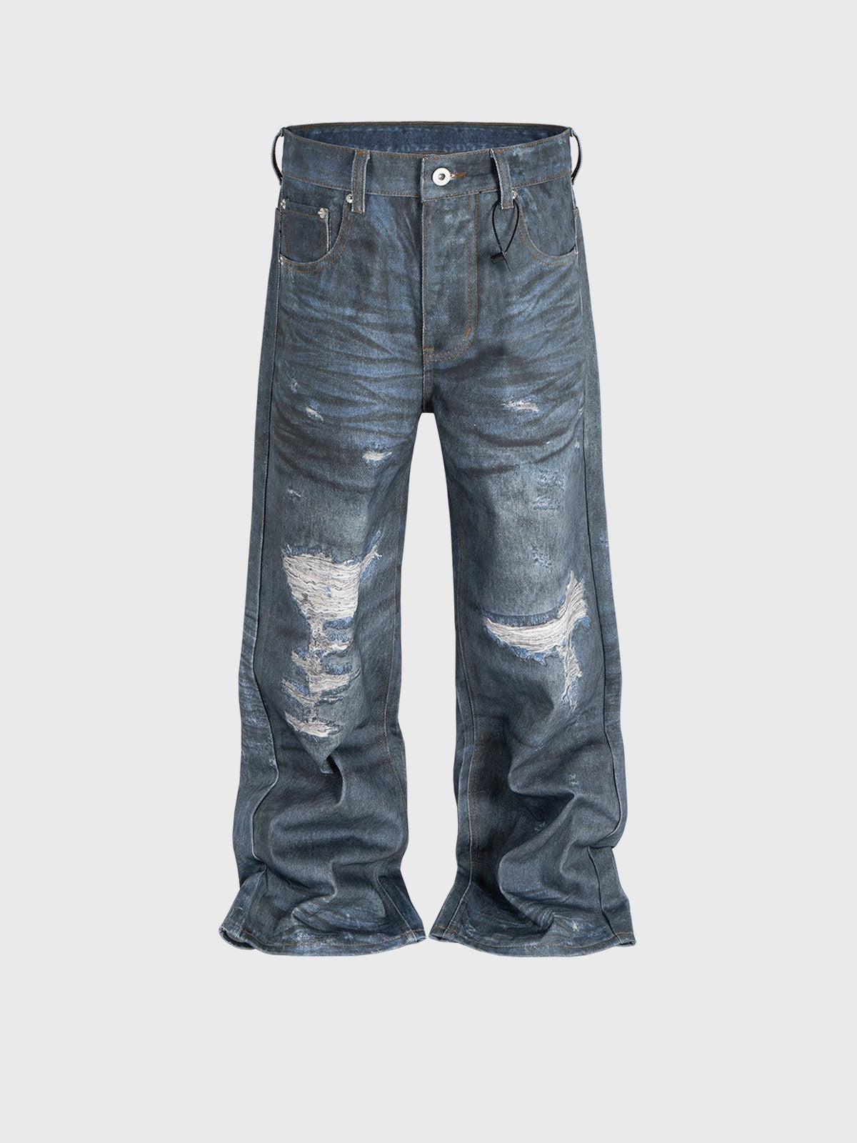 Men's And Women's Straight Worn Looking Washed-out Trousers Men's And Women's Straight Worn Looking Washed-out Trousers