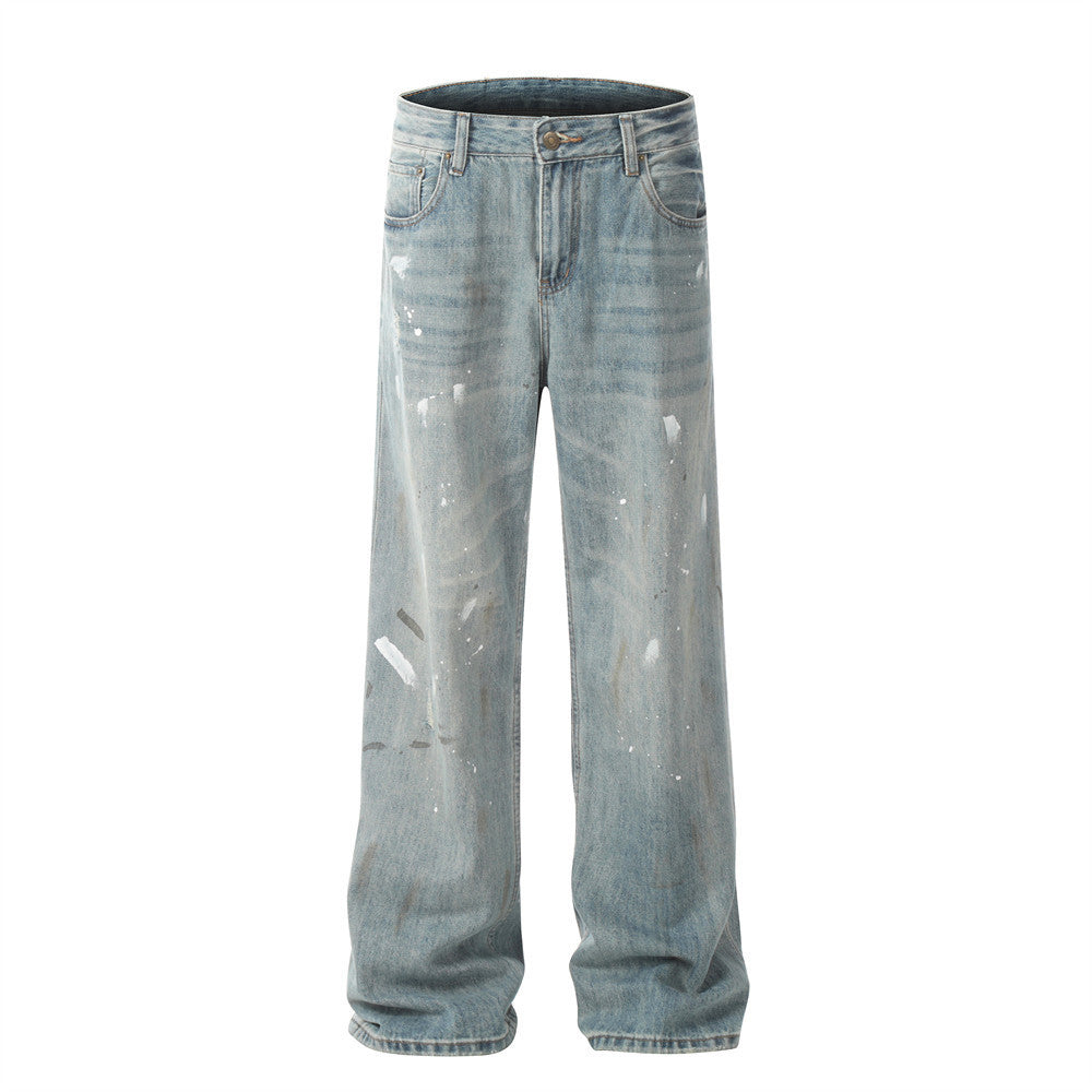 Paint Splash-ink Jeans Men's Punk Fashion Brand Paint Splash-ink Jeans Men's Punk Fashion Brand