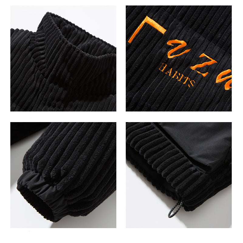 Retro Corduroy Stand-up Collar Down Jacket Men's Winter Loose And Warm Retro Corduroy Stand-up Collar Down Jacket Men's Winter Loose And Warm