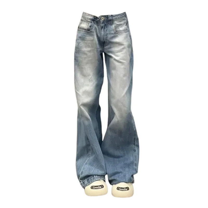 Washed Wear-white Wide Leg Low Waist Jeans For Women Summer New Washed Wear-white Wide Leg Low Waist Jeans For Women Summer New