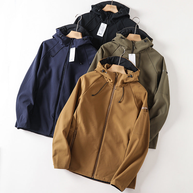Windproof Men's Fleece-lined Soft Case Hooded Jacket Windproof Men's Fleece-lined Soft Case Hooded Jacket