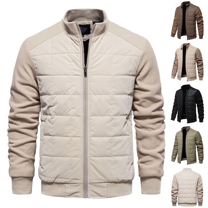Fashion Stitching Coat Winter Personality Stand Collar Zipper Jacket Men's Clothing Fashion Stitching Coat Winter Personality Stand Collar Zipper Jacket Men's Clothing