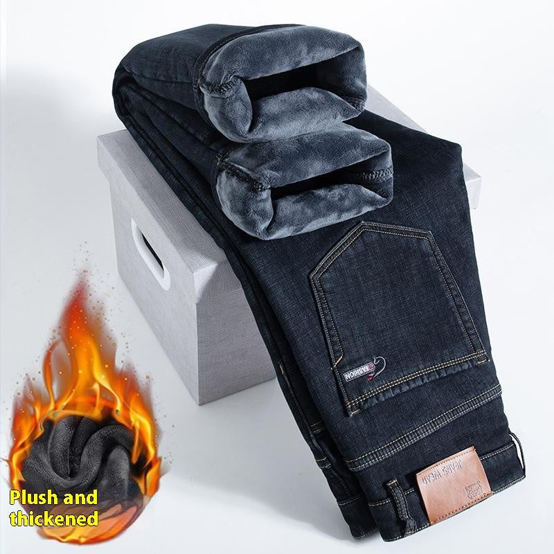 Fleece-lined Thickened Men's Loose Straight Trousers New Fleece-lined Thickened Men's Loose Straight Trousers New