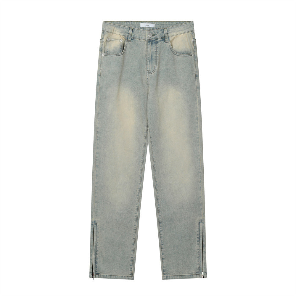 Washed White Straight Jeans For Men Washed White Straight Jeans For Men