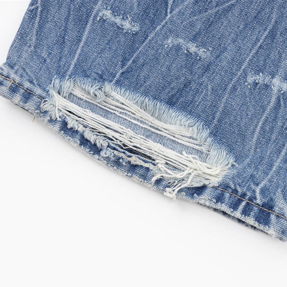 Bright White Slightly Flared Ripped Jeans For Men Bright White Slightly Flared Ripped Jeans For Men