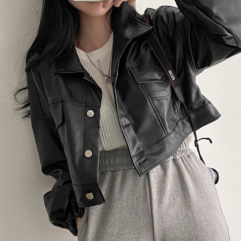 Versatile Short Jacket PU Leather Women Versatile Short Jacket PU Leather Women