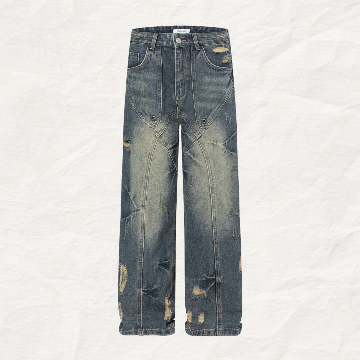 Straight Jeans Loose Distressed Retro Long Pants Straight Jeans Loose Distressed Retro Long Pants