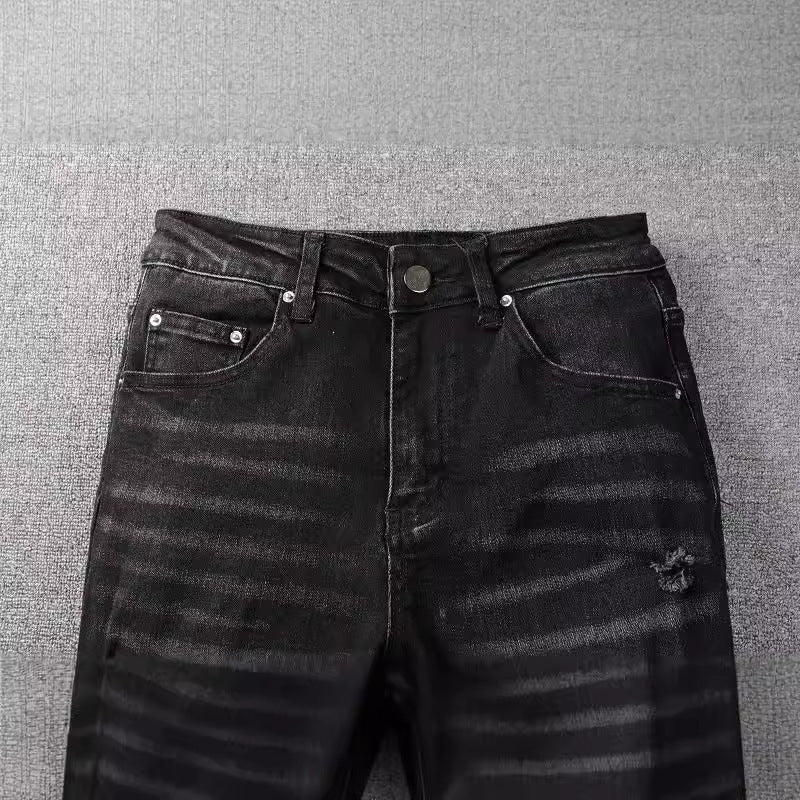 Dazzling Color Letters Black Men's Jeans Dazzling Color Letters Black Men's Jeans