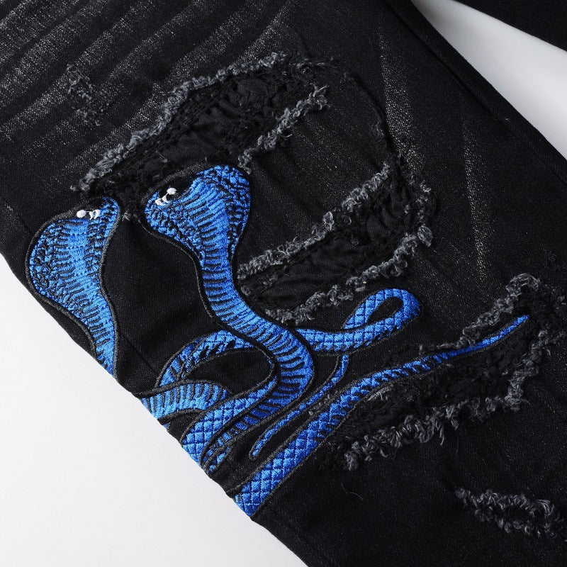 Embroidered One Piece Dropshipping Patch Skinny Jeans For Men Embroidered One Piece Dropshipping Patch Skinny Jeans For Men