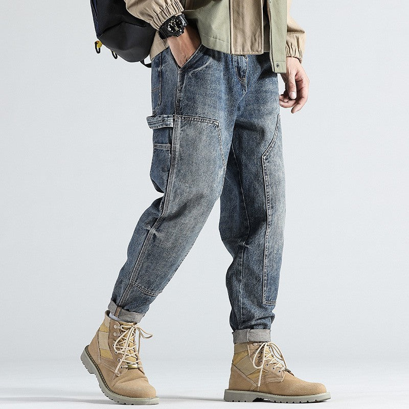 Retro Straight Loose Plus Size Tooling Jeans Men Retro Straight Loose Plus Size Tooling Jeans Men