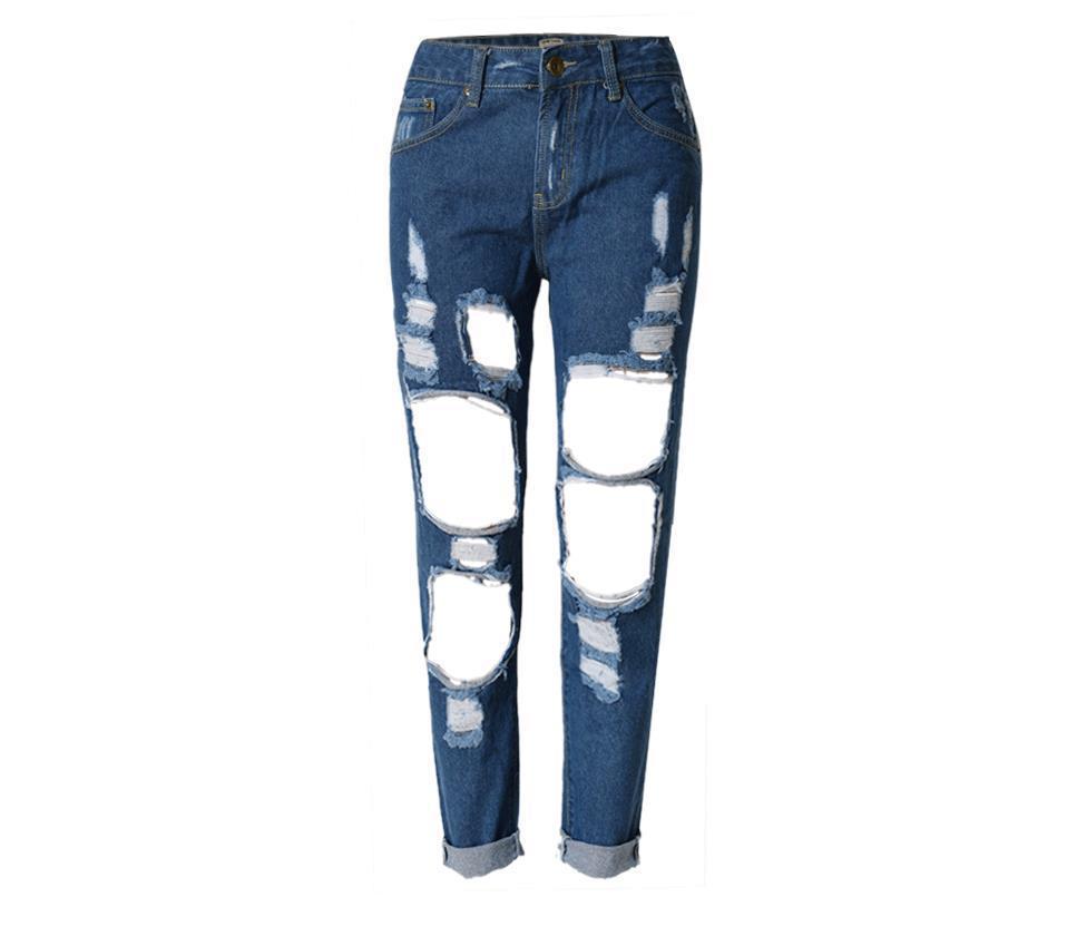 Ripped Jeans High Waist Women Ripped Hole Knee Skinny Pants Ripped Jeans High Waist Women Ripped Hole Knee Skinny Pants