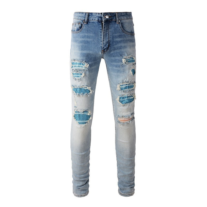 High Street Blue Diamond Washed Jeans Men High Street Blue Diamond Washed Jeans Men