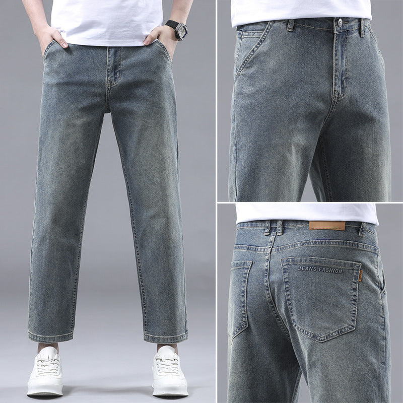 Men's Slim Fit Cropped Casual Light-colored Jeans Men's Slim Fit Cropped Casual Light-colored Jeans