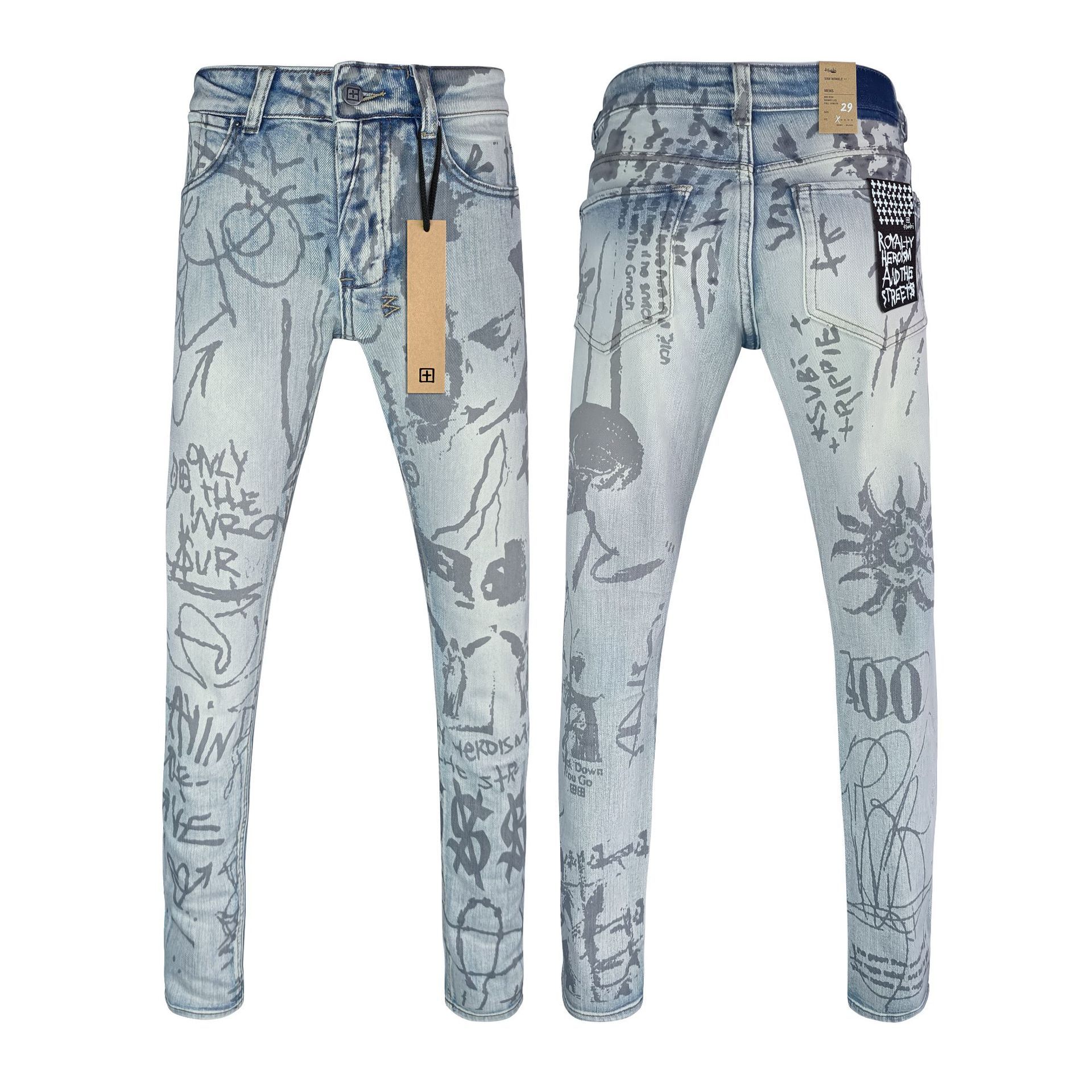 Straight Ripped Stretch American High Street Casual Men's Jeans Straight Ripped Stretch American High Street Casual Men's Jeans