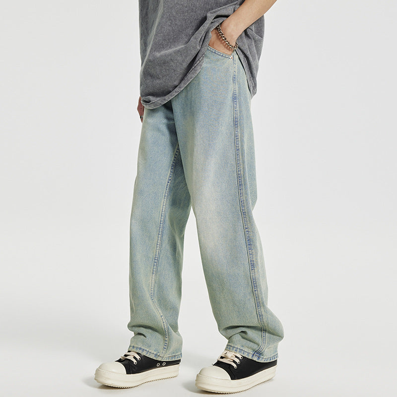 Men's Retro Washed Distressed Light-colored Jeans Men's Retro Washed Distressed Light-colored Jeans