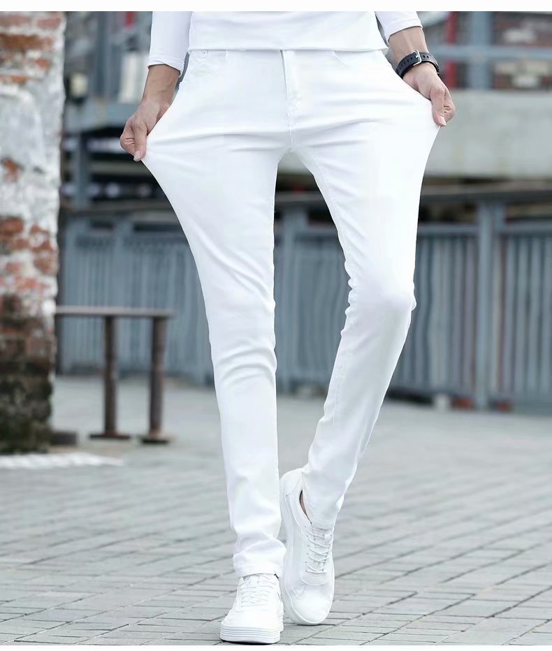 Trendy Men New Metrosexual Pattern & White Skinny Jeans Men's Korean-style Slim Fit Casual Pants Men Trendy Men New Metrosexual Pattern & White Skinny Jeans Men's Korean-style Slim Fit Casual Pants Men