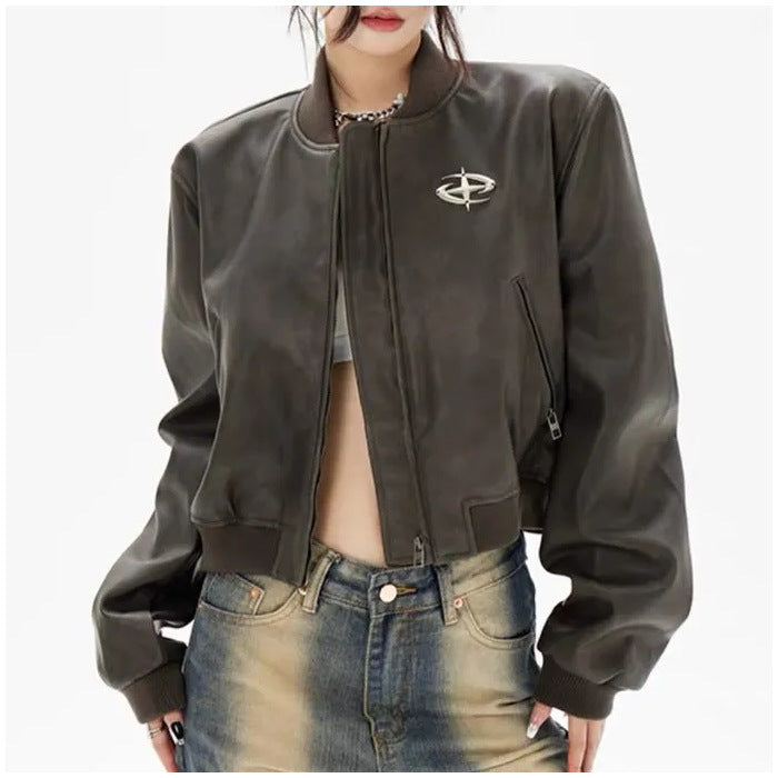 Jacket Baseball Uniform Baggy Coat Women Jacket Baseball Uniform Baggy Coat Women