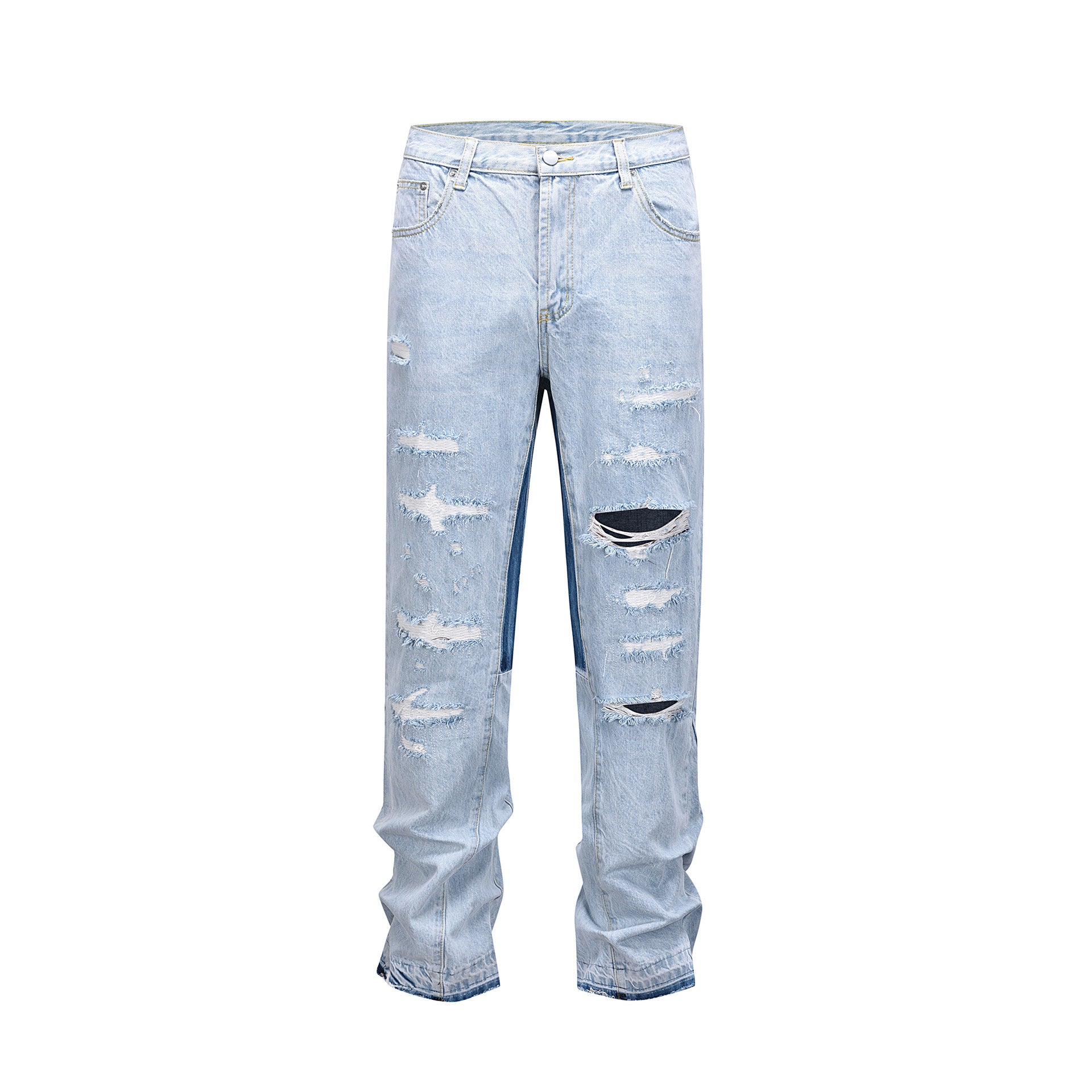 Water Washed Hole Stitching Bootleg Pants Jeans Water Washed Hole Stitching Bootleg Pants Jeans