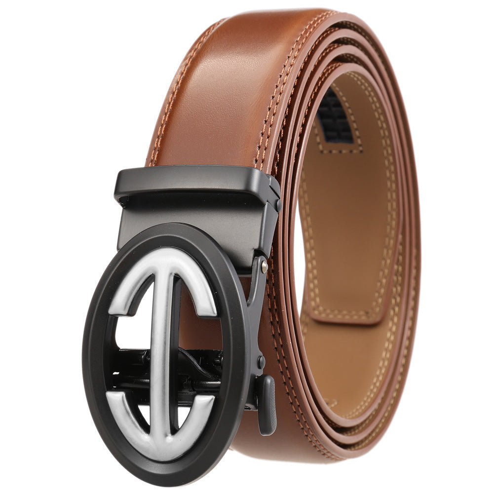 Automatic Alloy Buckle Belt Men's Simple Two-layer Cowhide Automatic Alloy Buckle Belt Men's Simple Two-layer Cowhide