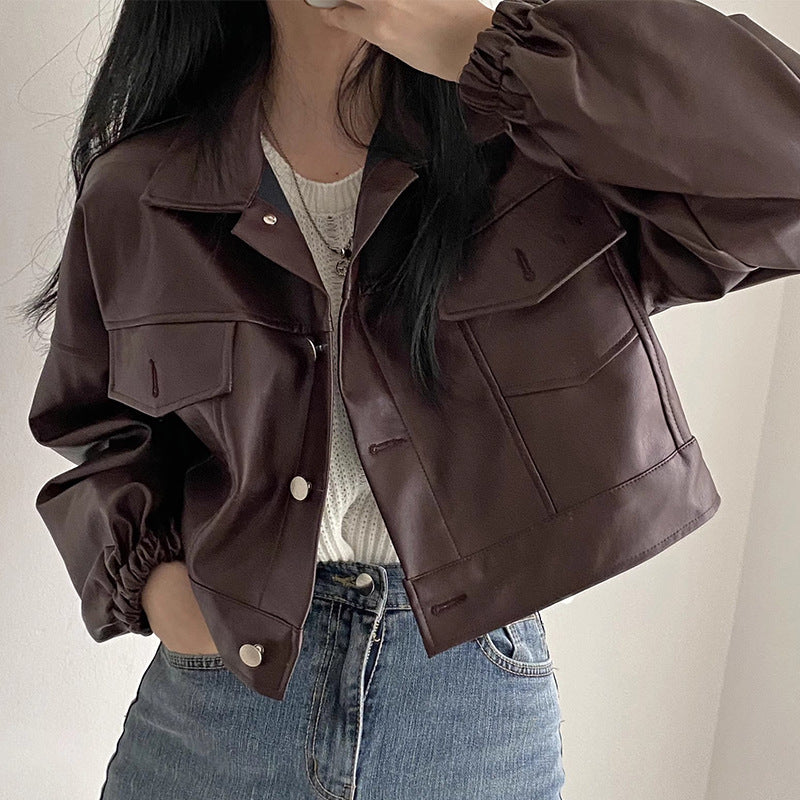 Versatile Short Jacket PU Leather Women Versatile Short Jacket PU Leather Women