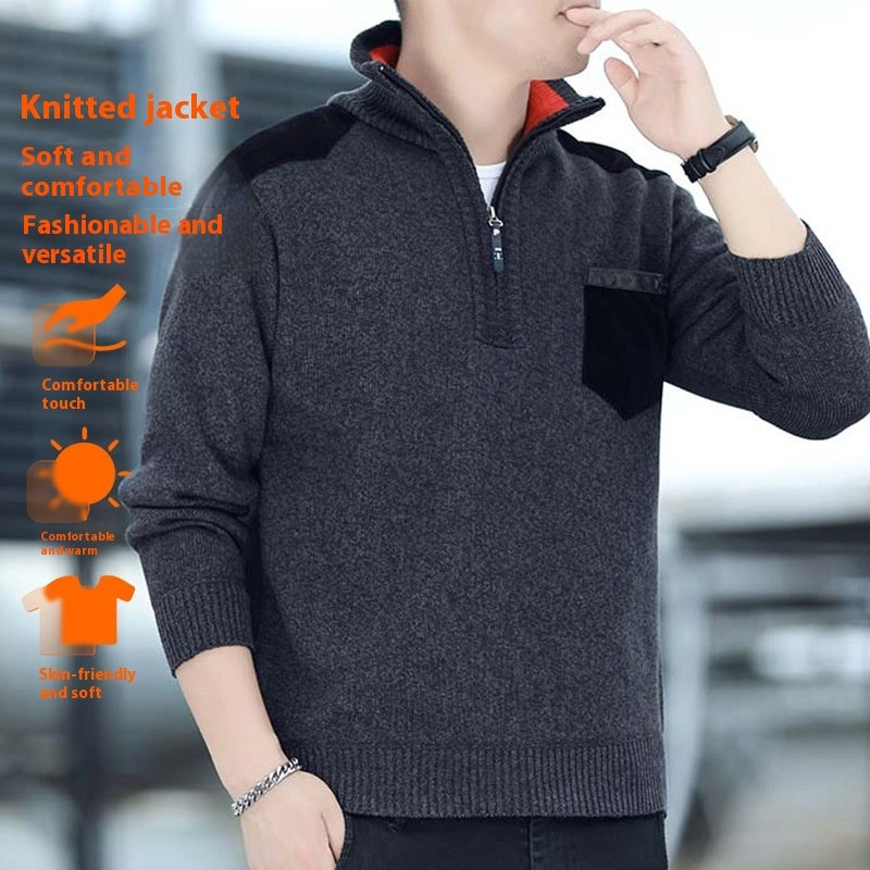 Men's Half Turtleneck Zipper Thick Needle Sweater Fashion Men's Half Turtleneck Zipper Thick Needle Sweater Fashion