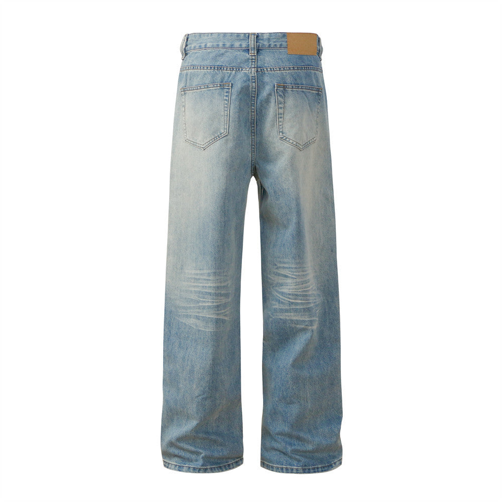 Fashion Washing Gradient Wide-leg Jeans Men Fashion Washing Gradient Wide-leg Jeans Men