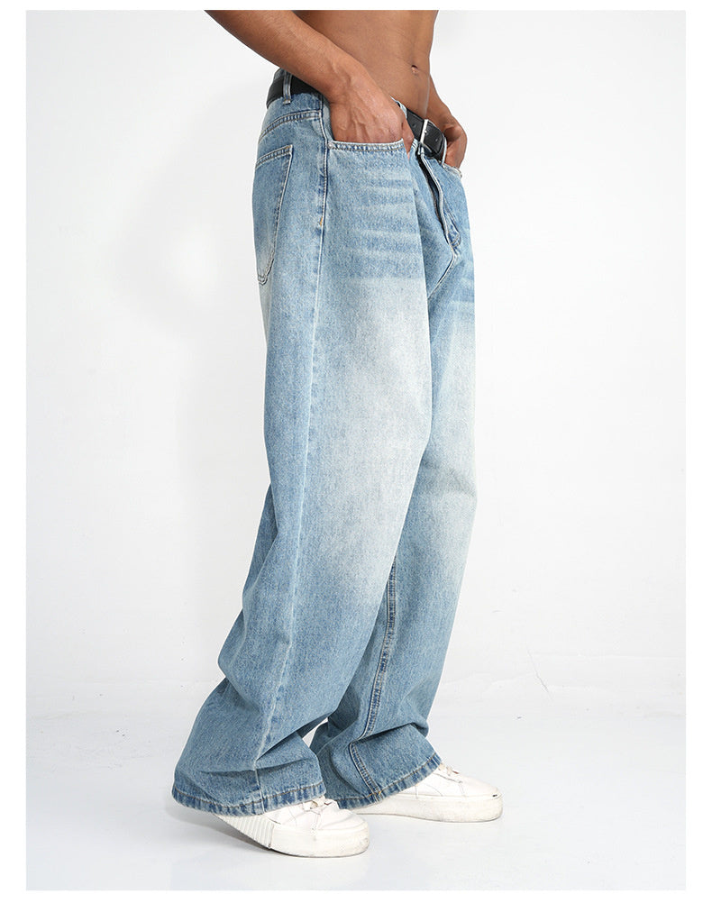 Men's Blue Straight Wide Leg Casual Jeans Men's Blue Straight Wide Leg Casual Jeans