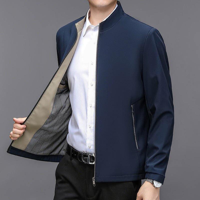 Stand Collar Middle-aged Men Casual Jacket Stand Collar Middle-aged Men Casual Jacket