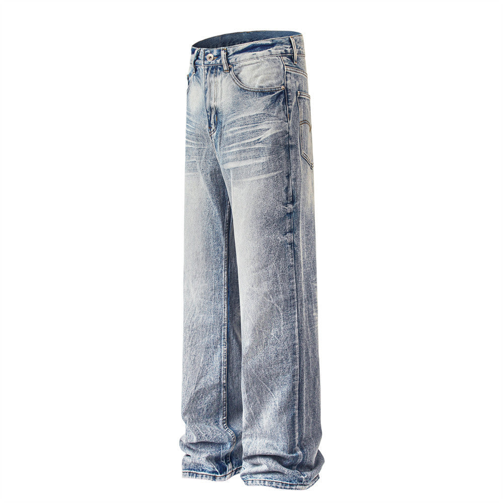 Fashion Retro Washed Worn Jeans Men Fashion Retro Washed Worn Jeans Men