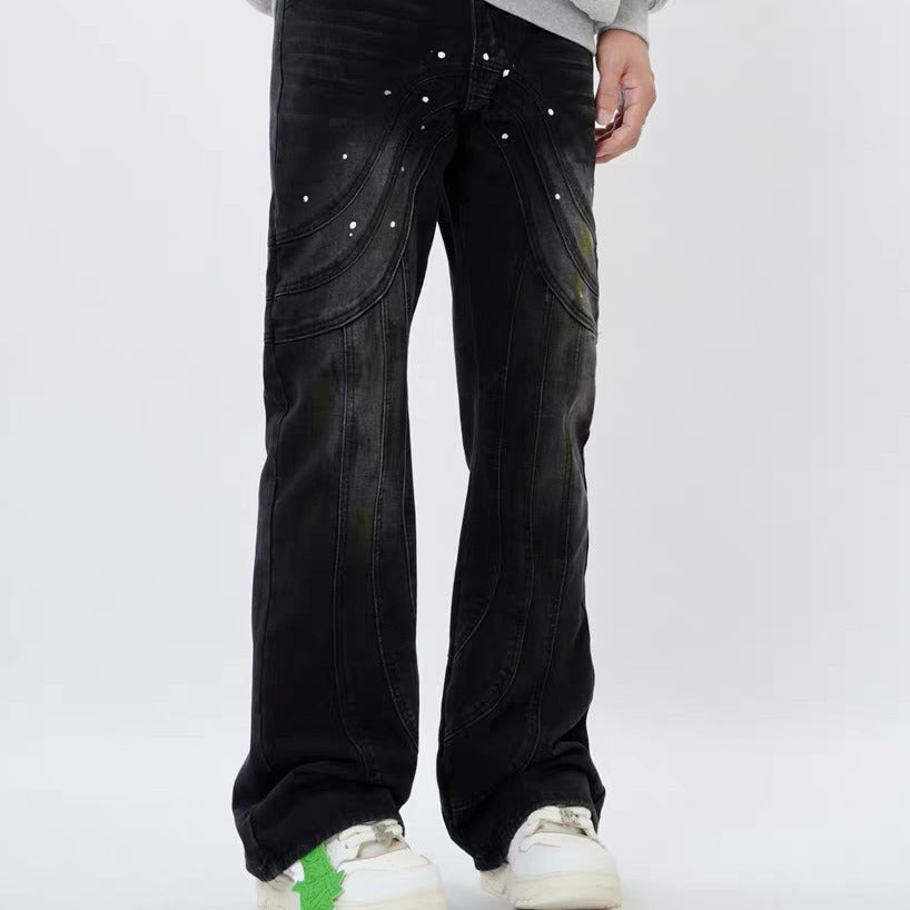 Men's Design Stitching Jeans Loose Men's Design Stitching Jeans Loose