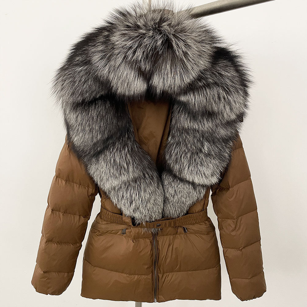 Short Women's Thickened Slim Fit Waist-tight Fur Down Jacket Short Women's Thickened Slim Fit Waist-tight Fur Down Jacket