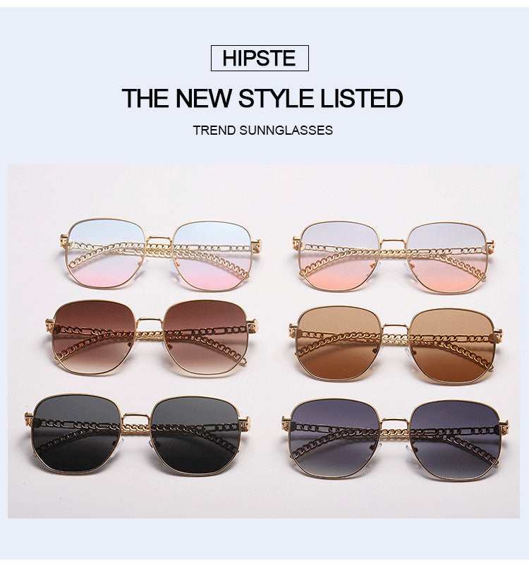 Oval Frame Metal Chain Sunglasses For Women Oval Frame Metal Chain Sunglasses For Women